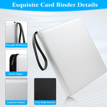 Wot I Trading Card Binder, 900 Pockets Baseball Card Binder Sleeves With Zipper, Double Sided Pockets Card Holder Carry Card Cas