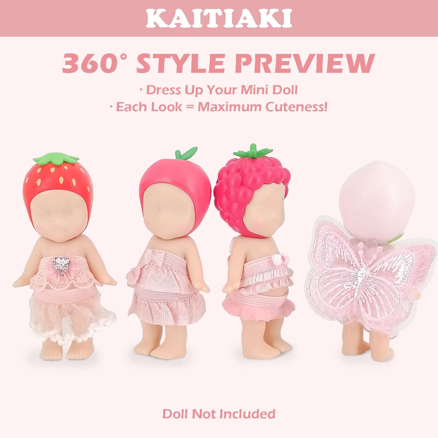 4 Sets Doll Clothes for Sonny Angel  fit for 3 Inch Collectible Dolls for mature-themed Collectors  Includes Tops and Skirts for Display and Decoration (Cherry Blossom Angel Style)