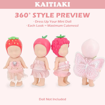 4 Sets Doll Clothes for Sonny Angel  fit for 3 Inch Collectible Dolls for mature-themed Collectors  Includes Tops and Skirts for Display and Decoration (Cherry Blossom Angel Style)