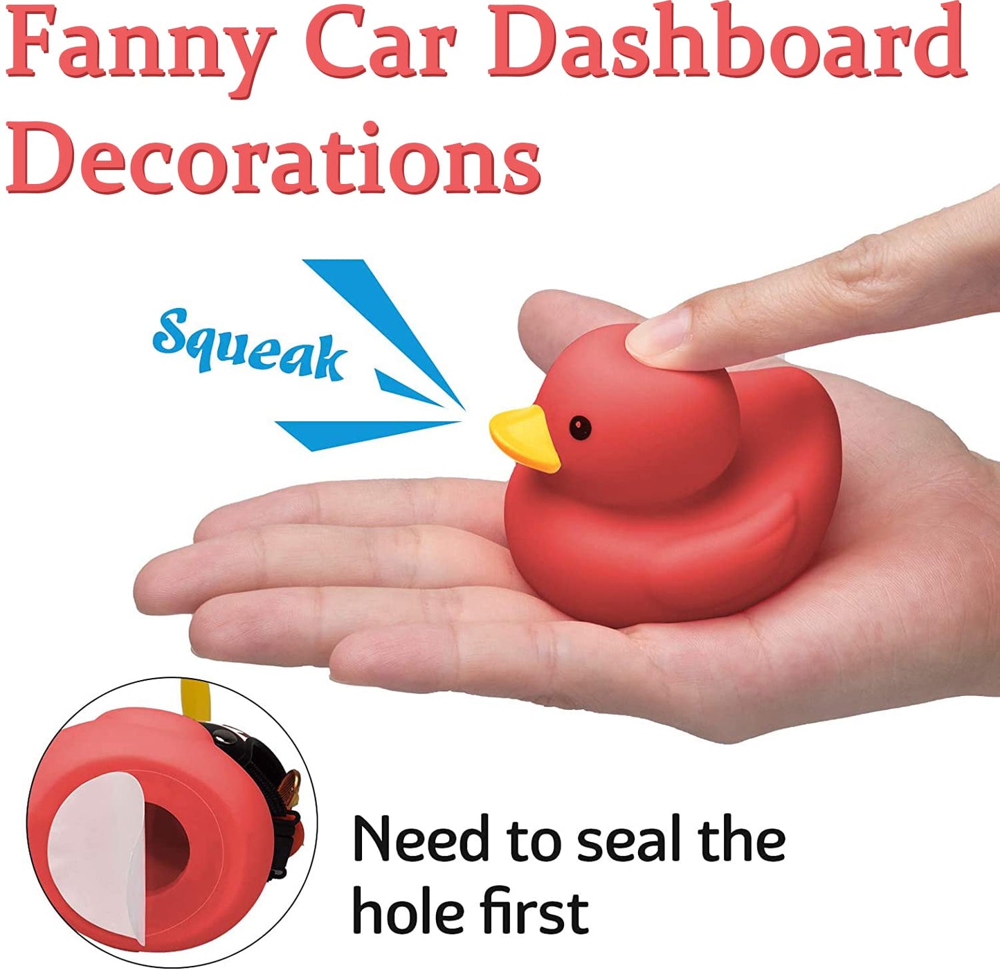 Wonuu Rubber Duck Car Decoration Ornaments Duck Car Dashboard Decorations Cool Glasses Duck With Propeller Helmet (R-Beatle-Red)
