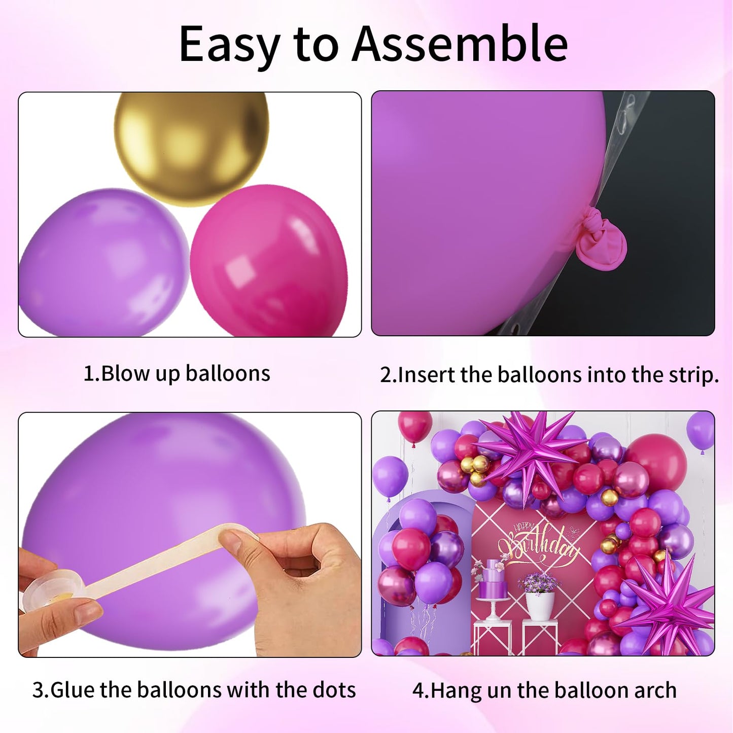 Hot Pink And Purple Balloon Garland Kit,Purple Balloon And Hot Pink Balloon With Purple Hot Pink Metallic Purple Magenta Explosi