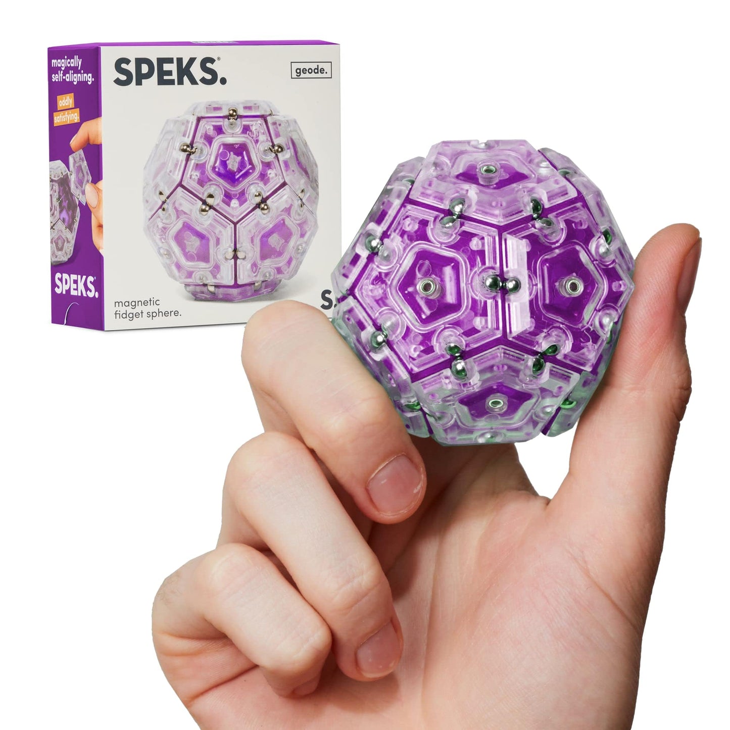 Speks Geode Sphere Magnetic Fidget Toy for mature-themeds | Quiet mature-themed Sensory Toy for Stress Relief & Anxiety  Office Desk Toy & Top Gadget Gift Idea | Quartz  12-Piece Set