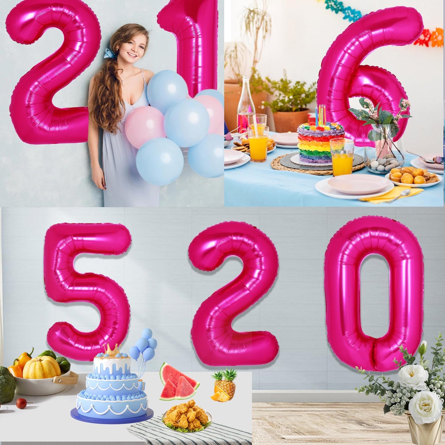 40 Inch Giant Hot Pink Number 13 Balloon, Helium Mylar Foil Number Balloons For Birthday Party, 13Th Birthday Decorations For Ki