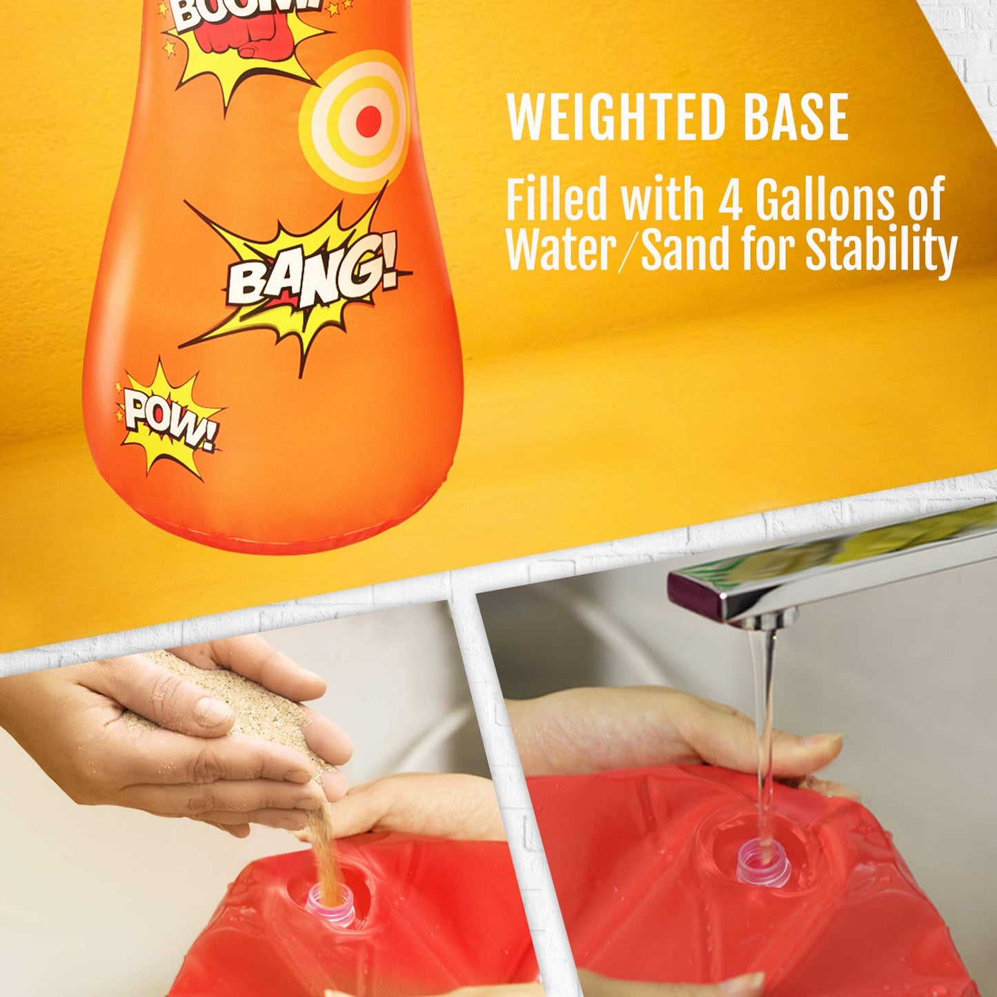 Novelty Place Kid'S Inflatable Punching Bag - 4 Feet Tall Free Standing Buddy - Hit & Bounce Back Air Bop Toy Fun For All Ages Boys Girls Fitness & Stress Relief