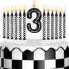 13 Pcs Racing Cars Themed Birthday Candles - 1 to 9 Number Candle & Black and White Checkered Candles, Truck Candle Cake Topper 