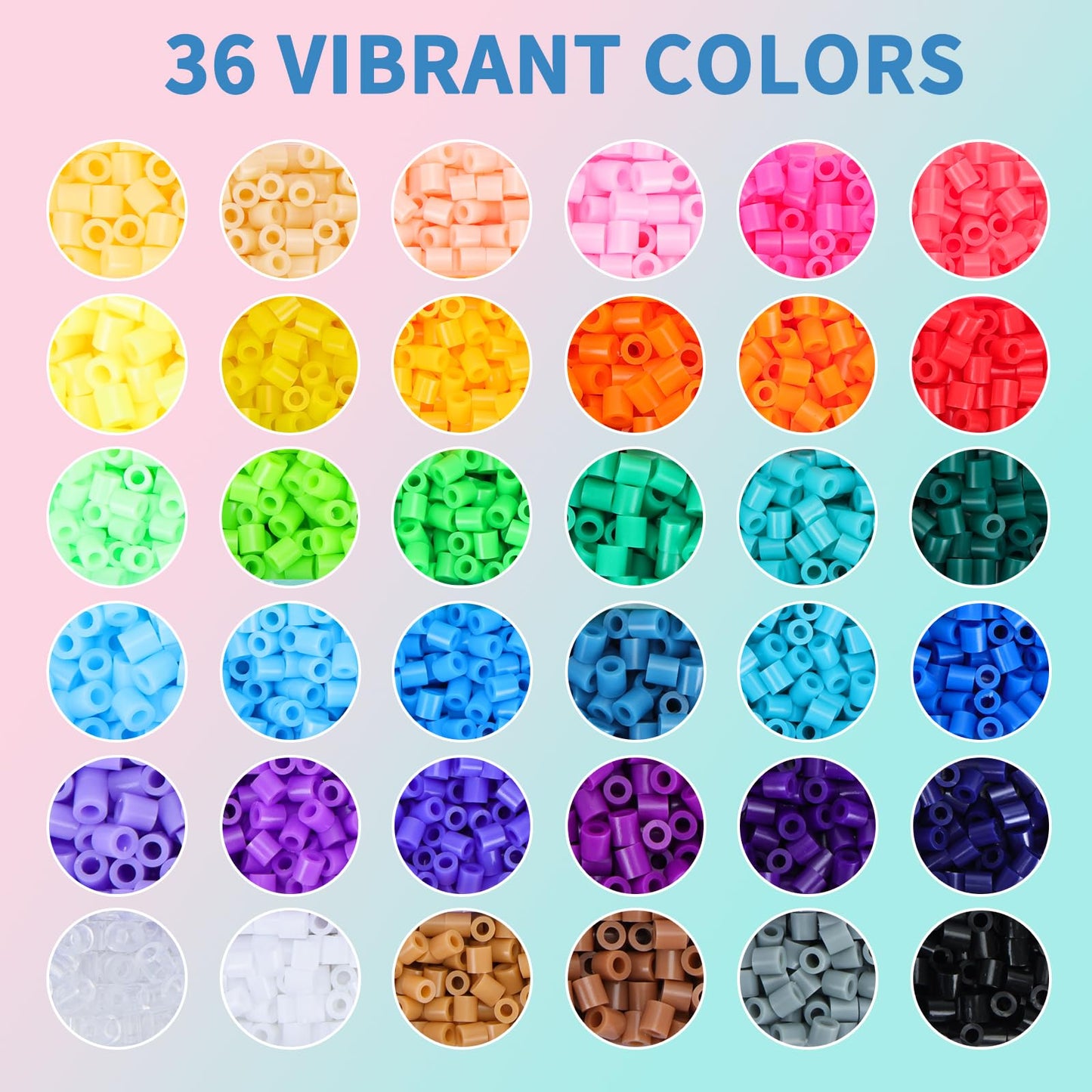 Quefe 11800pcs Fuse Beads Craft Kit, 36 Colors 5mm Beads, Melting Beads Set for Girls, Including Pegboards, Ironing Paper, Tweez