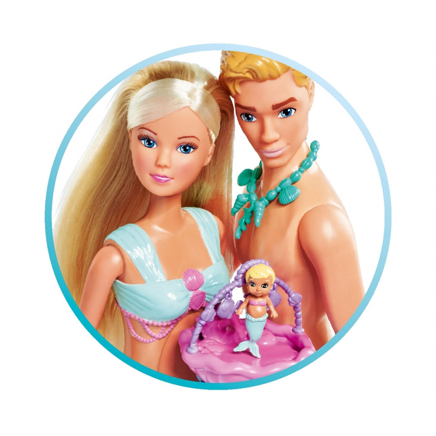Simba Steffi Love Mermaid Family Doll - Pregnant Mermaid with Merman Kevin, 29 cm, Colourful, Plastic Toy for Children 3+