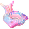 Inflatable Pool Float Mermaid Tail Pool Floating Chair With Cup Holders, Backrest, Mesh Bottom And Handles Summer Water Fun Beac