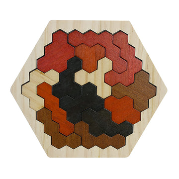 Wooden Blocks Puzzle Brain Teasers Toy Large Wooden Hexagon Puzzle For Kids Adults Tangram Brain Teaser Puzzles Geometry Logic Iq Games Stem Montessori Educational Gift For Kids (Cellular Brown)