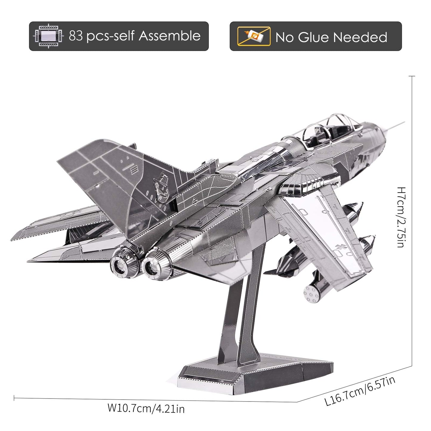 Piececool 3D Metal Puzzle For Adults, Tornado Fighter Jet Military Airplane Models Kits To Build For Teens Men Hobbies Toys Diy Brain Teaser Puzzles, Great Birthday Gifts, 83 Pcs