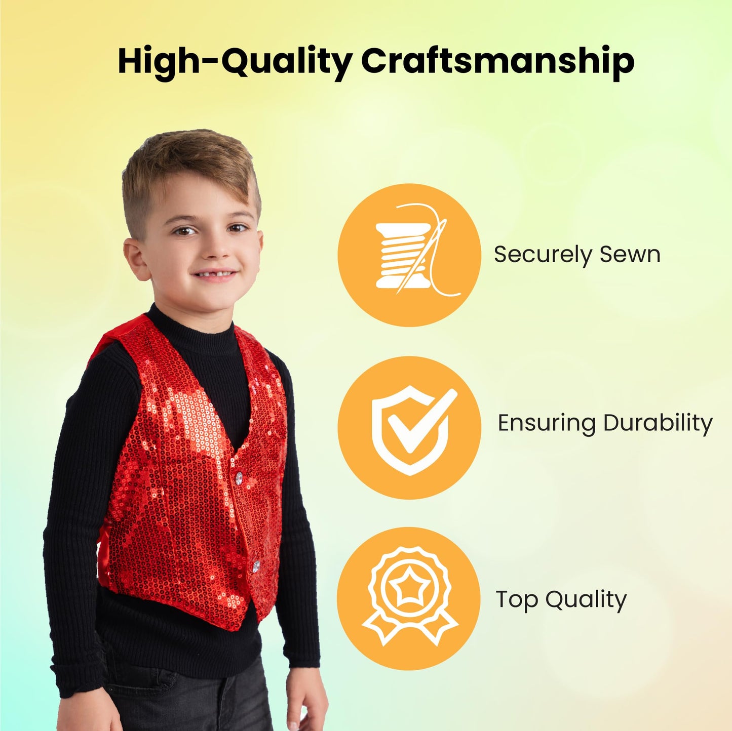 Red Sequined Vest - Size L (12-14)