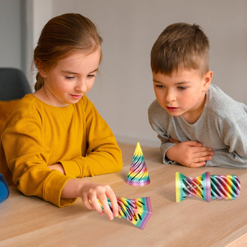 Mydhall 3PCS Impossible Cone 3D Printed Spiral Cone Fidget Toys Impossible Pyramid Passthrough Sculpture Stress Relieving Toys for mature-themeds and Kids Stocking Filler White Elephant Gifts(Rainbow)