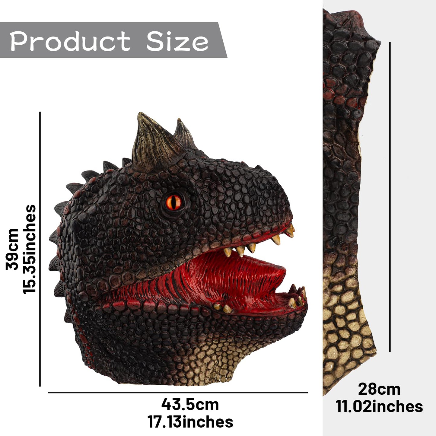 PartyHop Carnotaurus Mask Dinosaur Latex Full Head Realistic Masks Fancy Dress Costume for Halloween Party Carnival Parade