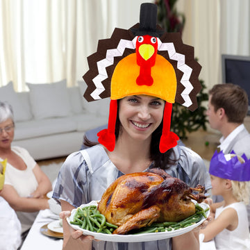 Wittocs 2 Pack Thanksgiving Turkey Hat for Marathon Carnival Party Halloween Cosplay Thanksgiving Fall Dress Up Party