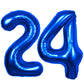 40 Inch Number 24 Balloon Blue Jumbo Giant Big Large Number 24 Foil Mylar Blue Balloons 42Th Birthday Party Anniversary Decorati