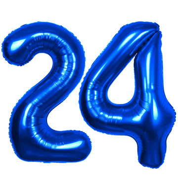 40 Inch Number 24 Balloon Blue Jumbo Giant Big Large Number 24 Foil Mylar Blue Balloons 42Th Birthday Party Anniversary Decorati