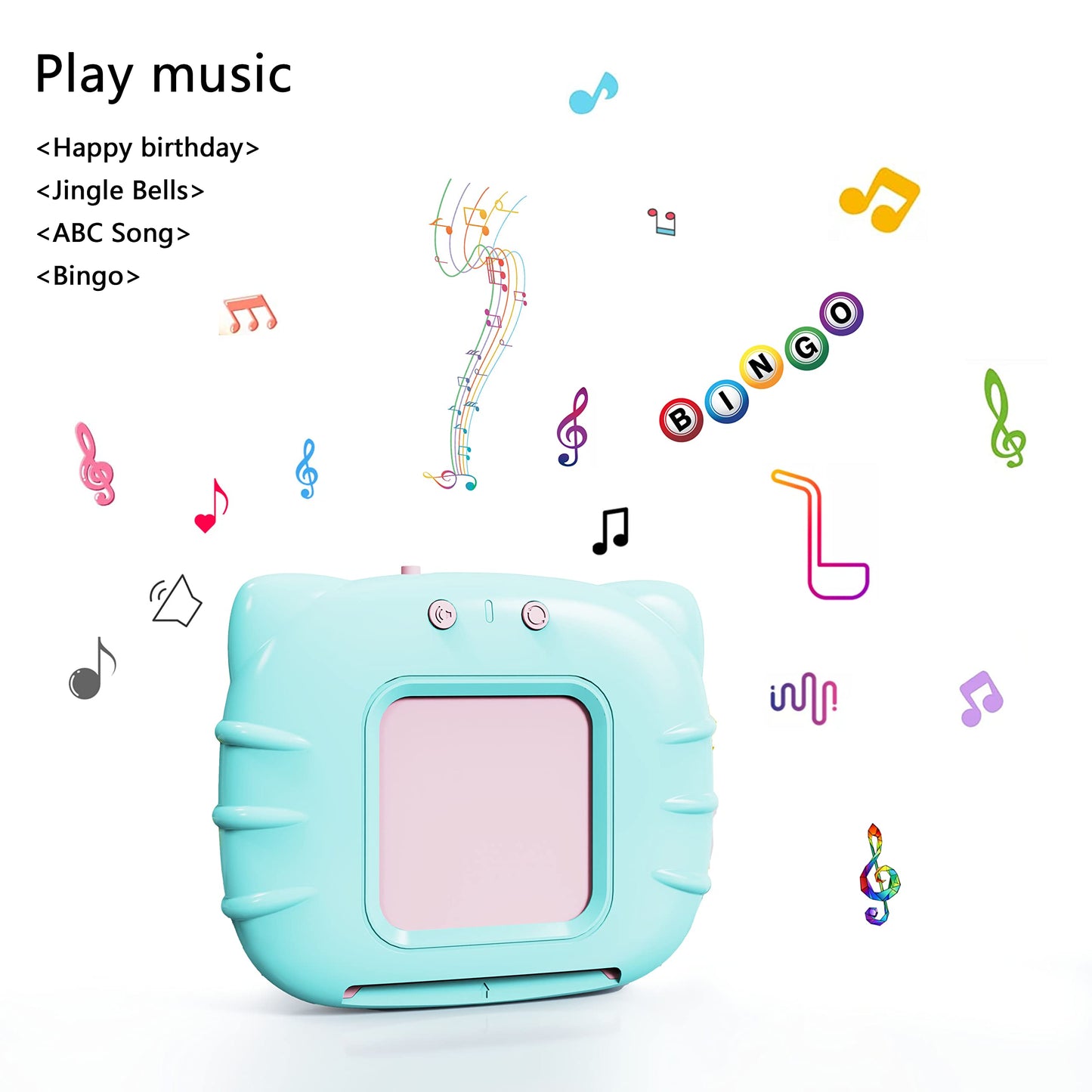 Lapare Audible Learning Toy for Toddlers - 520 Sight Words Flash Cards, Music, Plastic, Cyan, Ages 1-5