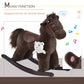 Qaba Kids Plush Ride-On Rocking Horse With Bear Toy, Children Chair With Soft Plush Toy & Fun Realistic Sounds, Brown