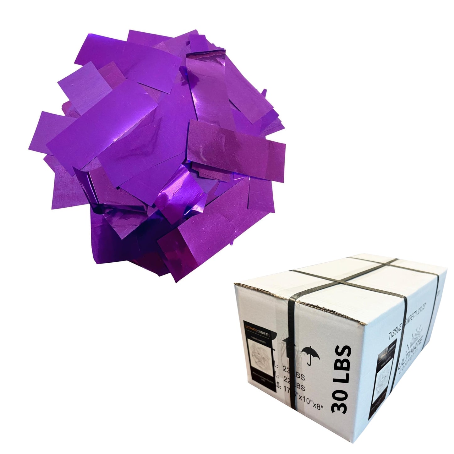 Ultimate Confetti, Fluttering Purple Mylar Shiny Foil Metallic Confetti - Rectangular Light-Weight and Slow-Falling Party Confet