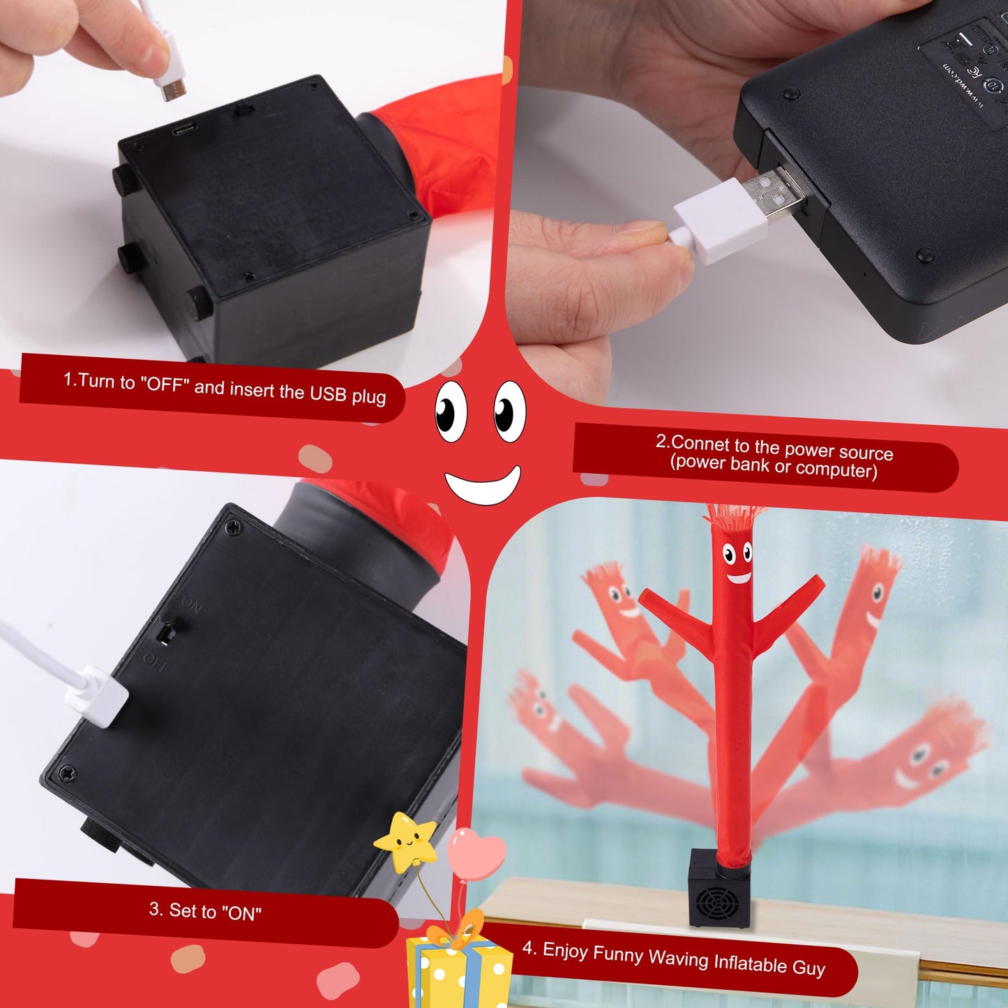 Gangban Mini Wacky Waving Inflatable Tube Guy, Desktop Mini Inflatable Tube Man with Blower Gag Prank Gift for Office Birthday P