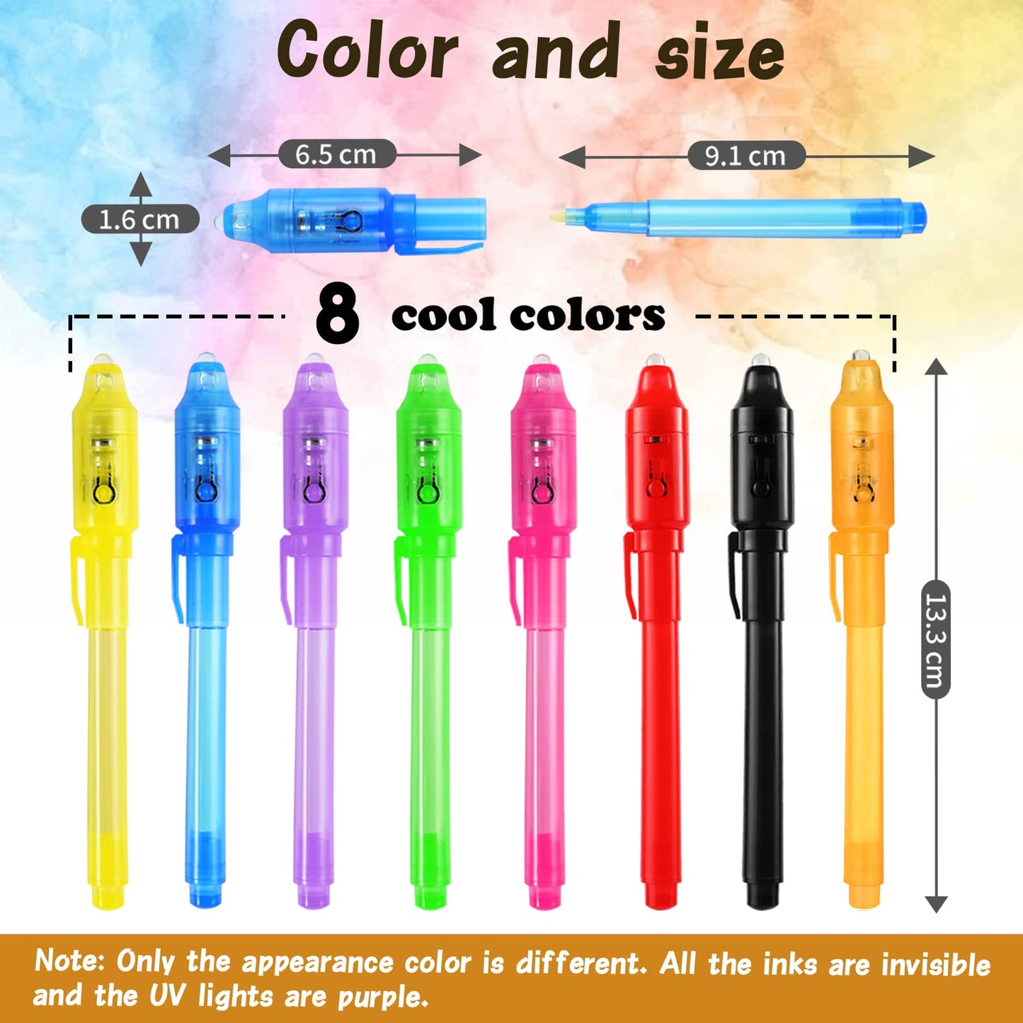 WEST STORY 16PCS Invisible Ink Spy Pens - Plastic Magic Party Favors for Kids, Writing Secret Messages, Model DB0002, Color: Invisible