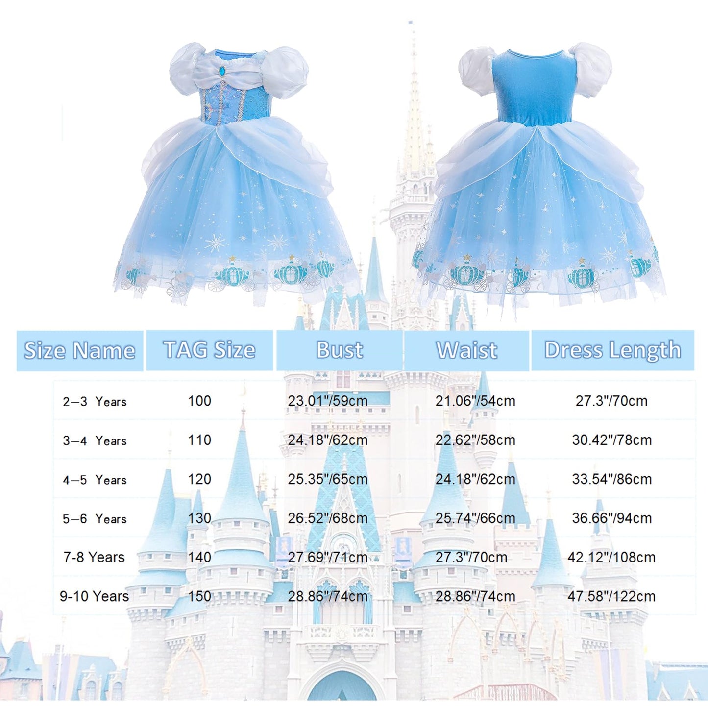 Dllying Cinderella Dresses For Girls Little Kids Toddler Princess Fancy Dress Up Clothes + Accessories Halloween Christmas Carni