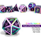 Purple Metal Dice Set D&D, DNDND 7 Die Enamel Polyhedral DND Dice Set with Metal Tin for Dungeons and Dragons and Role Playing G