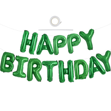 Toniful Green Happy Birthday Balloons Banner 16 Inch Mylar Foil Letters Birthday Sign Banner Bunting Reusable For Girls Boys Kid