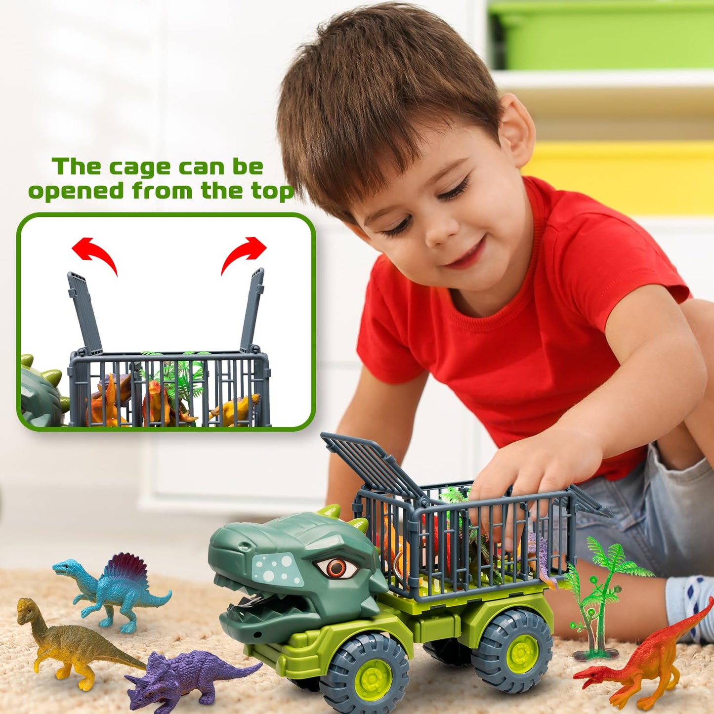 Niwoed Dinosaur Truck Toys For Kids 3-5, Tyrannosaurus Transport Vehicle Carrier Car Toys With 8 Dino Figures, Dinosaur Playset Toys For 3 4 5 6 7 8 9 10 Years Old Boys Girls Kids Birthday Gifts