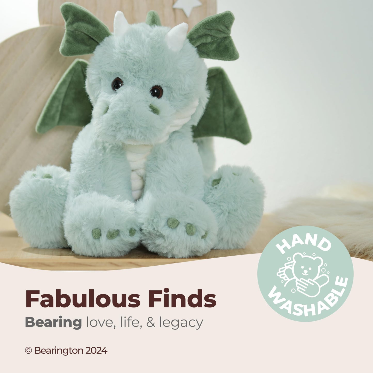 Bearington Collection Burnie Plush Dragon Stuffed Animal, 10.5 Inch