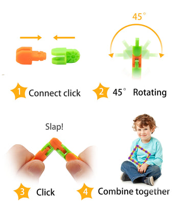 Ganowo 30 Pack Valentines Fidget Toy Wacky Tracks Snap And Click Fidgets Sensory Toys Party Favors, 24 Links Snake Puzzles For S