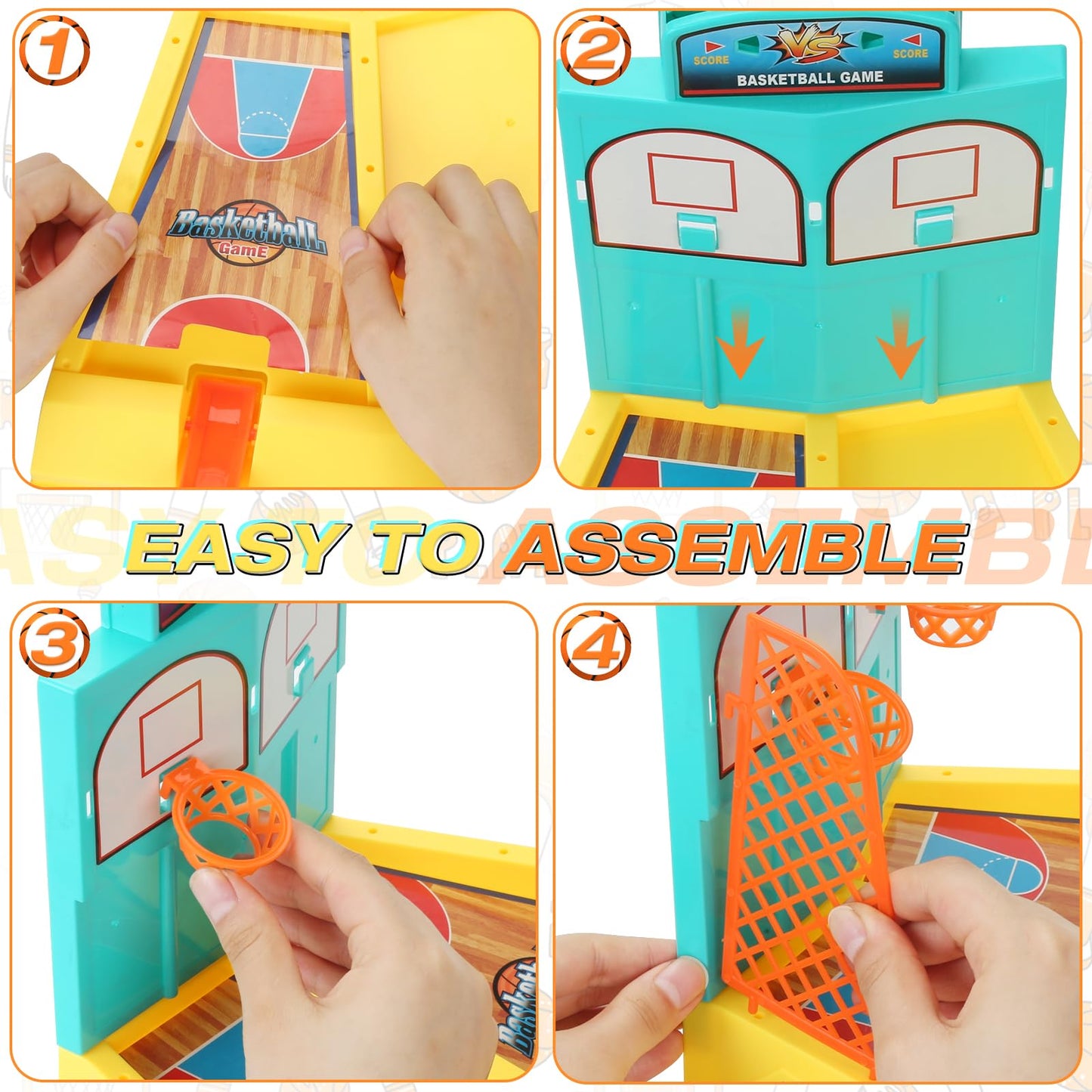 Beria Tabletop Basketball Game Toys - Basketball Toys, 2-Player Desktop Basketball Party Favors, 6 Balls, Indoor Basketball Shoo