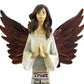 Praying Angel Faith-Filled Robes Whitewashed 4 x 10.5 Resin Tabletop Figurine