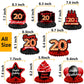 Happy 20Th Birthday Red And Black Table Honeycomb Centerpieces Balloons Theme Decor Table Decorations Table Toppers For Girls Women Princess 20 Years Old Birthday Party Bday Supplies Background Gold