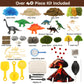 Dinosaur Sensory Bin For Toddler Sensory Toys,Two Sandboxes Sensory Bin Filler With Pom-Pom Volcano Dinosaurs Fossil Dig, Stem P