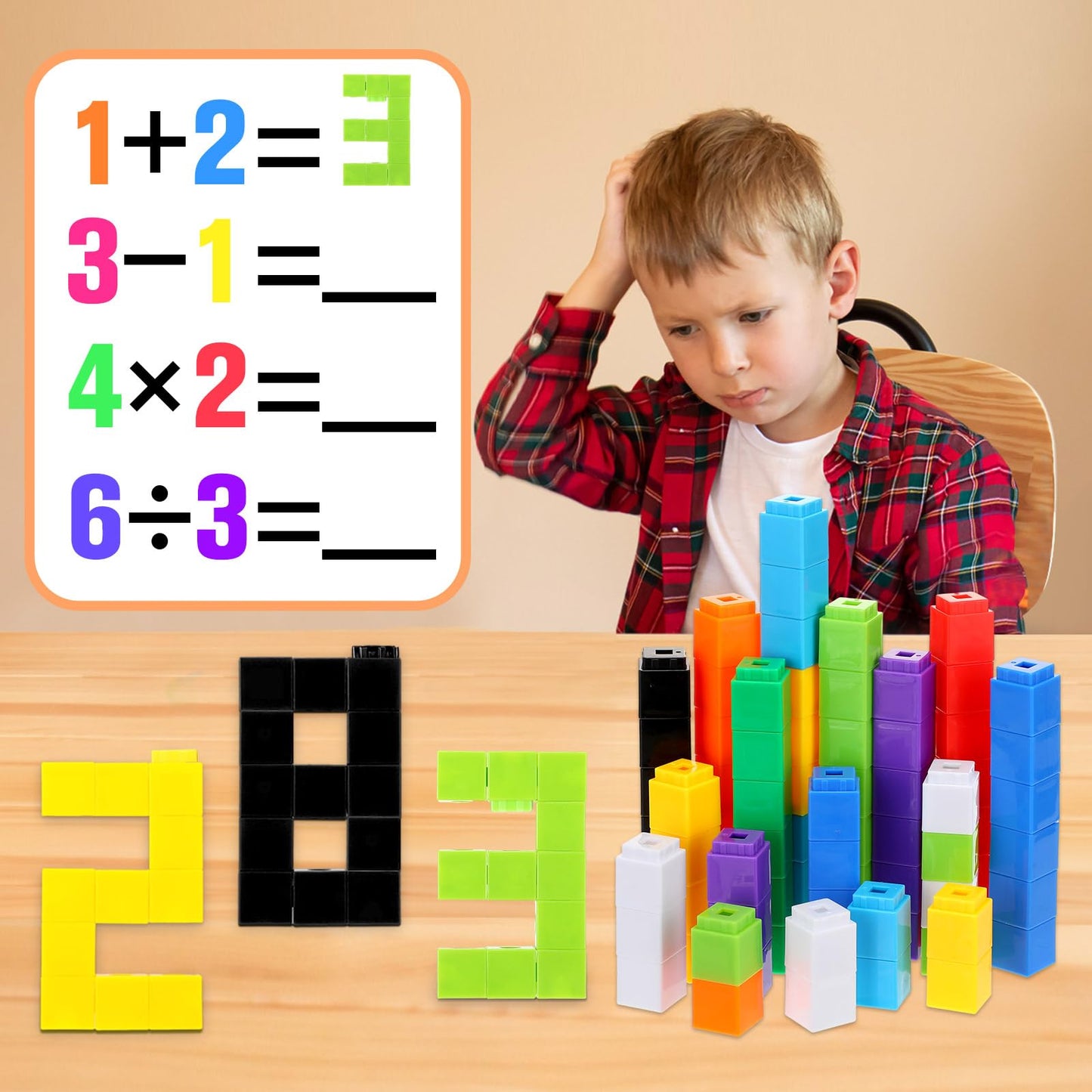 Jenaai 300 Pcs Counting Cubes, Plastic Counting Blocks, Colorful Math Cubes, Math Manipulatives Classroom Learning Supplies, Pre