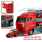 19 Pcs Fire Truck with Firefighter Toy Set, Mini Die-cast Fire Engine Car in Carrier Truck, Mini Rescue Emergency Double Side Tr