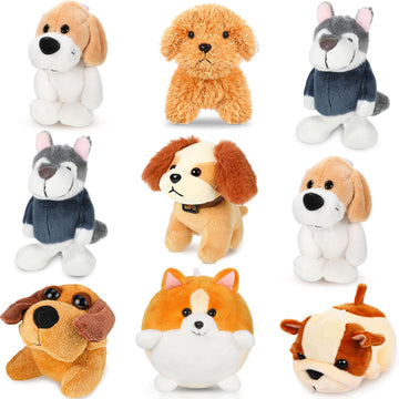 Sumind 9 Pcs Valentine Mini Plush Dog Stuffed Animals Bulk Dog Plush Party Favors Small Soft Plush Dog Toy For Easter Goodie Bag