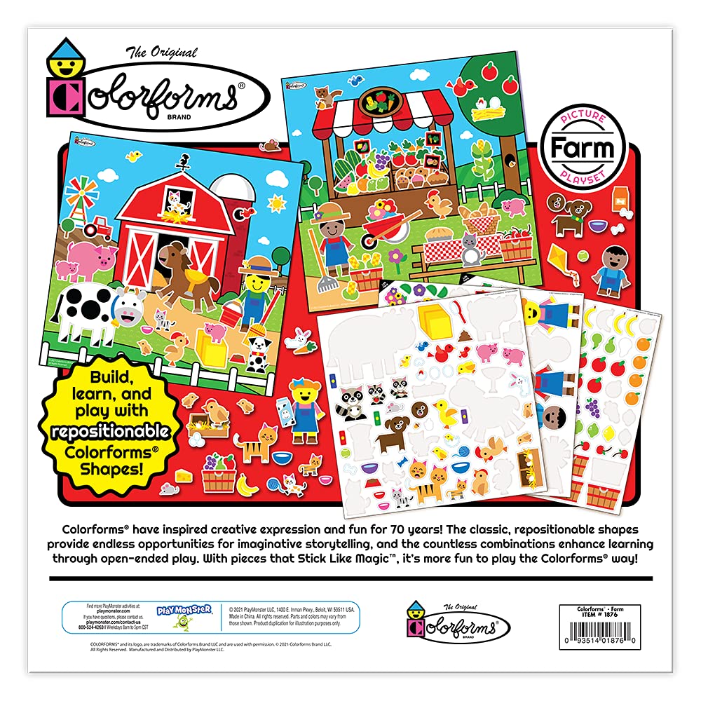 Colorforms Stickers for Kids - Farm Picture Playset, Repositionable Vinyl, Medium, Multi, Ages 3+