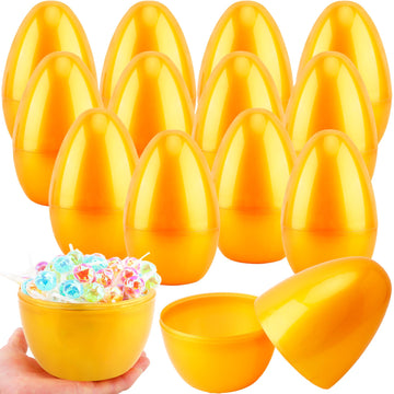 Haconba 12 Pcs 8 Inch Golden Easter Eggs Plastic Jumbo Fillable Easter Eggs for Egg Hunt Game Easter Party Favors Decoration