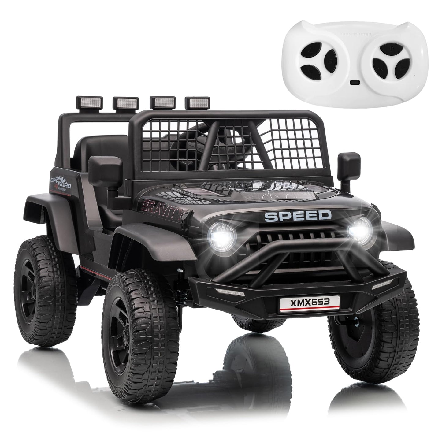 12V Ride On Truck Car, Kids Electric Vehicles Car W/Parent Remote Control, 3 Speeds 5MPH Max Speed, Spring Suspension, LED Light