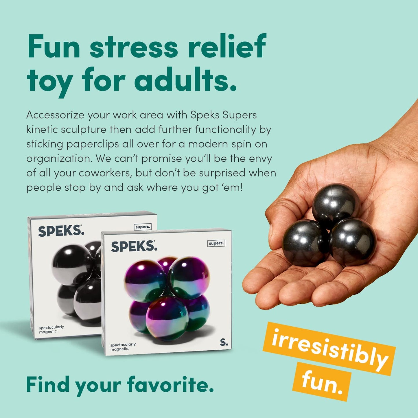 Speks Supers Magnetic Balls - Fidget Toy For Adults | Desk Toy For Office Decoration, Christmas Gift, Holiday Stocking Stuffer Present, Sensory Gadget For Stress Relief | Set Of 3, Oil Slick