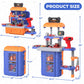 FunMission Kids Tool Bench Set 3 in 1, Toddler Tool Set, Kids Workbench with Realistic Toy Tool Box & Electronic Toy Drill, Tran