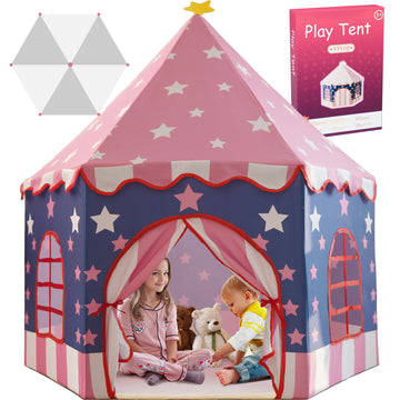 Large Girls Play Tent Princess, Boys Castle Kids Playhouse Indoor Outdoor Toddler Teepee | American Style Design, Age 3-8| Detailed Instructions| Colorful Package| Christmas Birthday Gift Pink