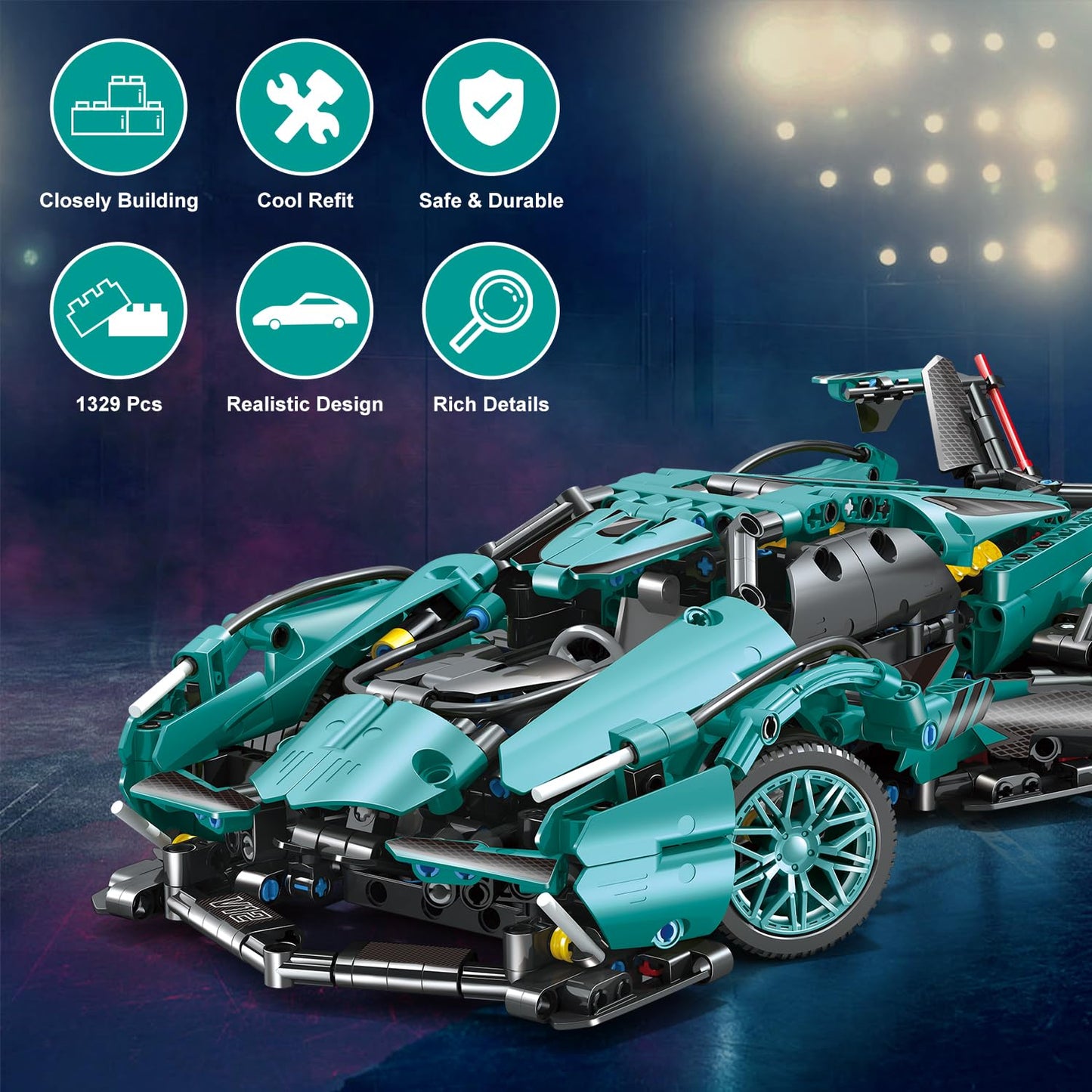 WINGIFT 999 Piece Sports Car Building Blocks Set, 1:14 Scale, ABS Model for Ages 6-12, STEM Educational Toy for Boys and Girls