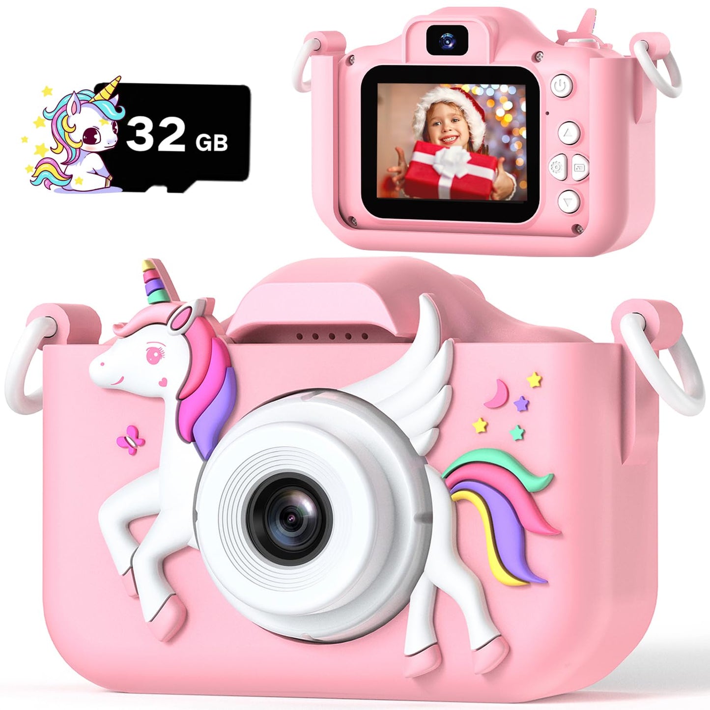 2024 Upgrade Kids Camera For Girls, Christmas Birthday Gifts For Girls Boys, 1080P Hd Selfie Digital Video Camera For Toddlers, 