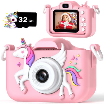 2024 Upgrade Kids Camera For Girls, Christmas Birthday Gifts For Girls Boys, 1080P Hd Selfie Digital Video Camera For Toddlers, 
