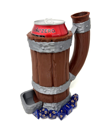 Munnygrubbers - Tavern Mug Dice Tower - No Paint Odorless Insulated Cup Can Dice Tower - (Random 7Pcs D20 Dice Set Included) - Dice Holder - Dungeons And Dragons - Dnd Gift - (Dark Brown/Silver)