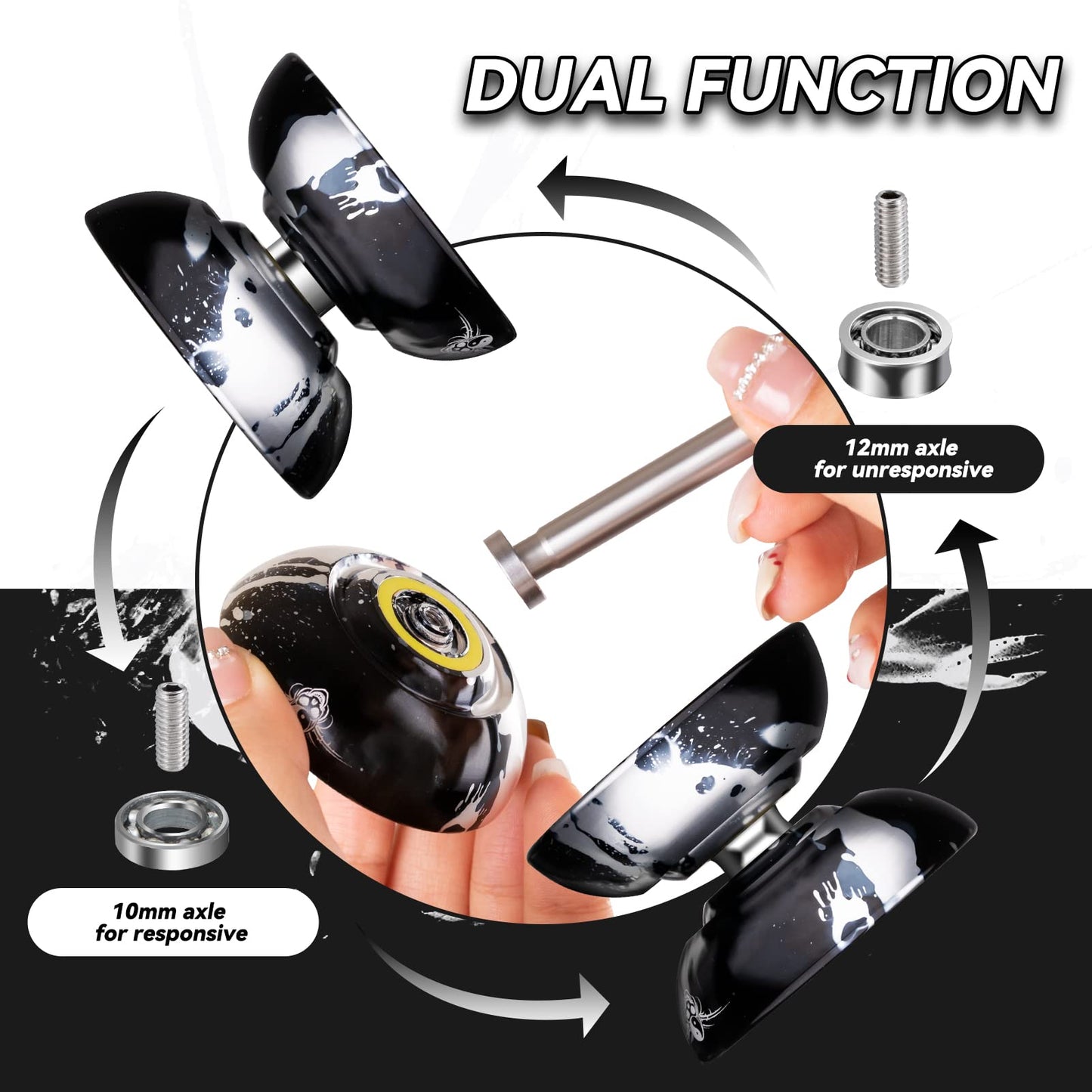 Magicyoyo Pack Of 3 Dual Purpose Yoyos- N11 Responsive& Unresponsive Yoyo With Bearing For Advanced + Bearing Tool + 3 Bags +18