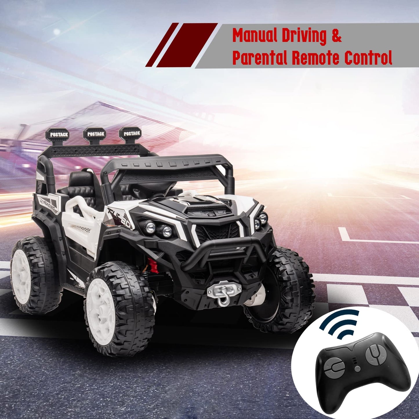 Postack 24V Kids Ride On Car With Parent Remote Control, 2Wd/4Wd Battery Powered Electric Toy Car With Car Key, 4X4 Ride On Utv